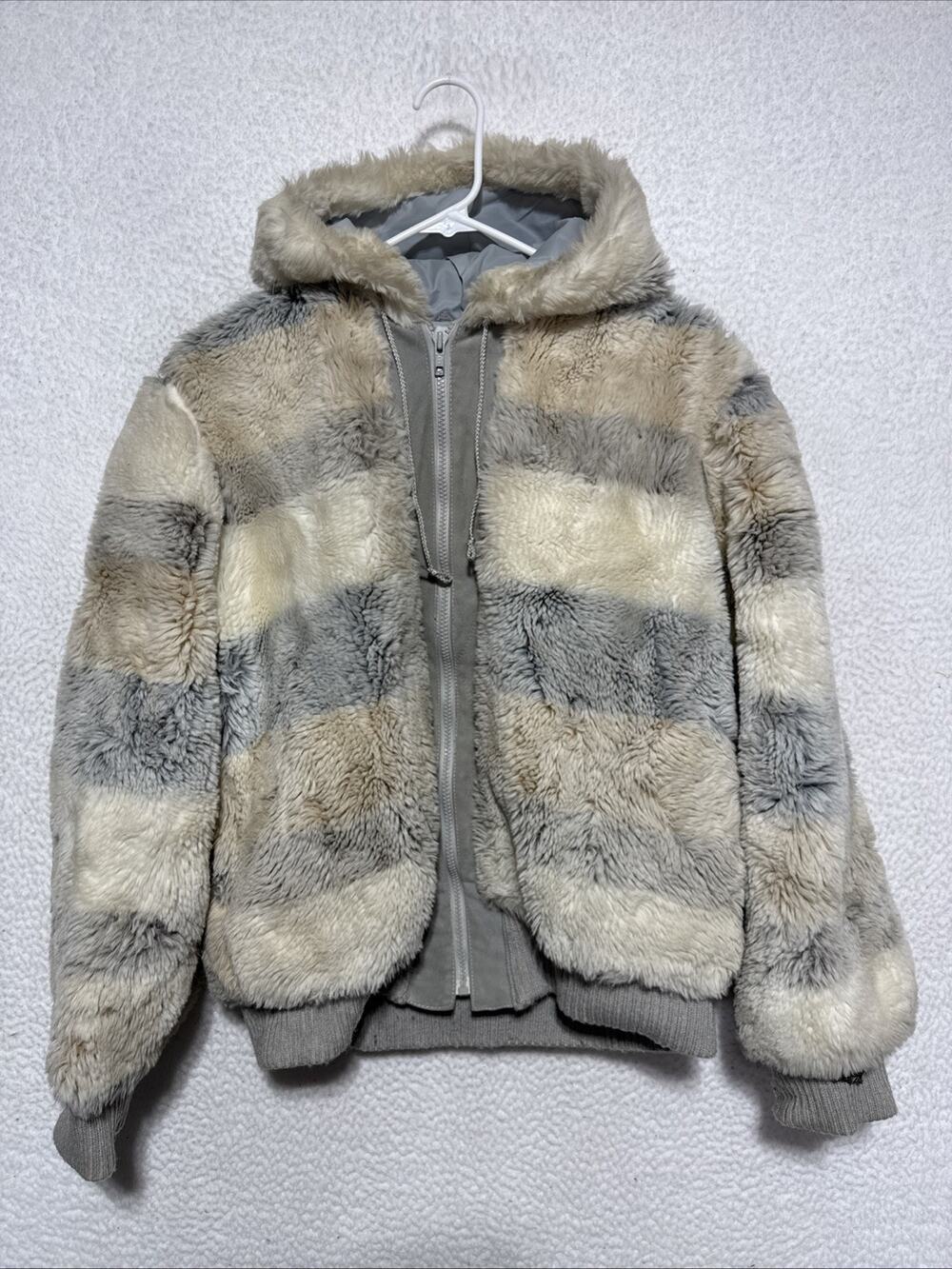 Vintage Weather Tamer Faux Fur Full Zip Hooded Women’s Coat Size Large